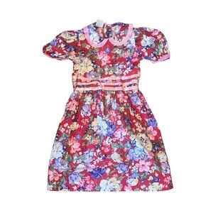 Vintage Polly Flinders Floral Peter Pan Collar Dress 6X